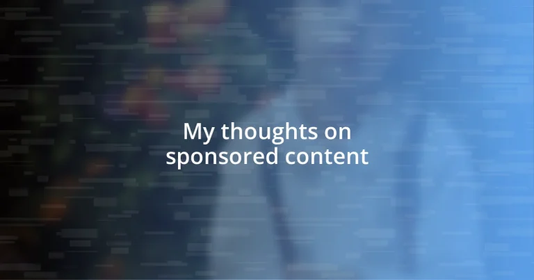 My thoughts on sponsored content