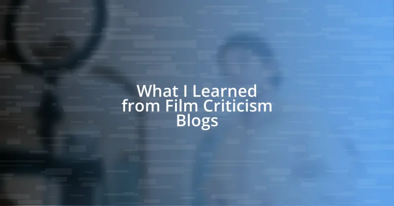 What I Learned from Film Criticism Blogs