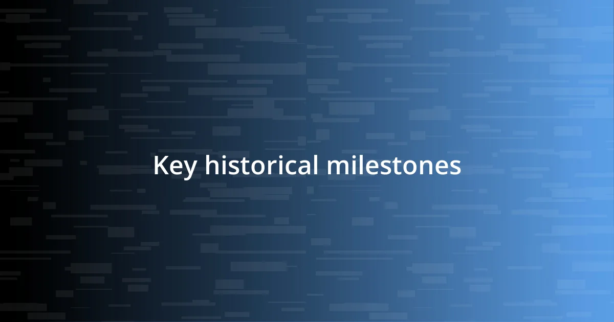 Key historical milestones